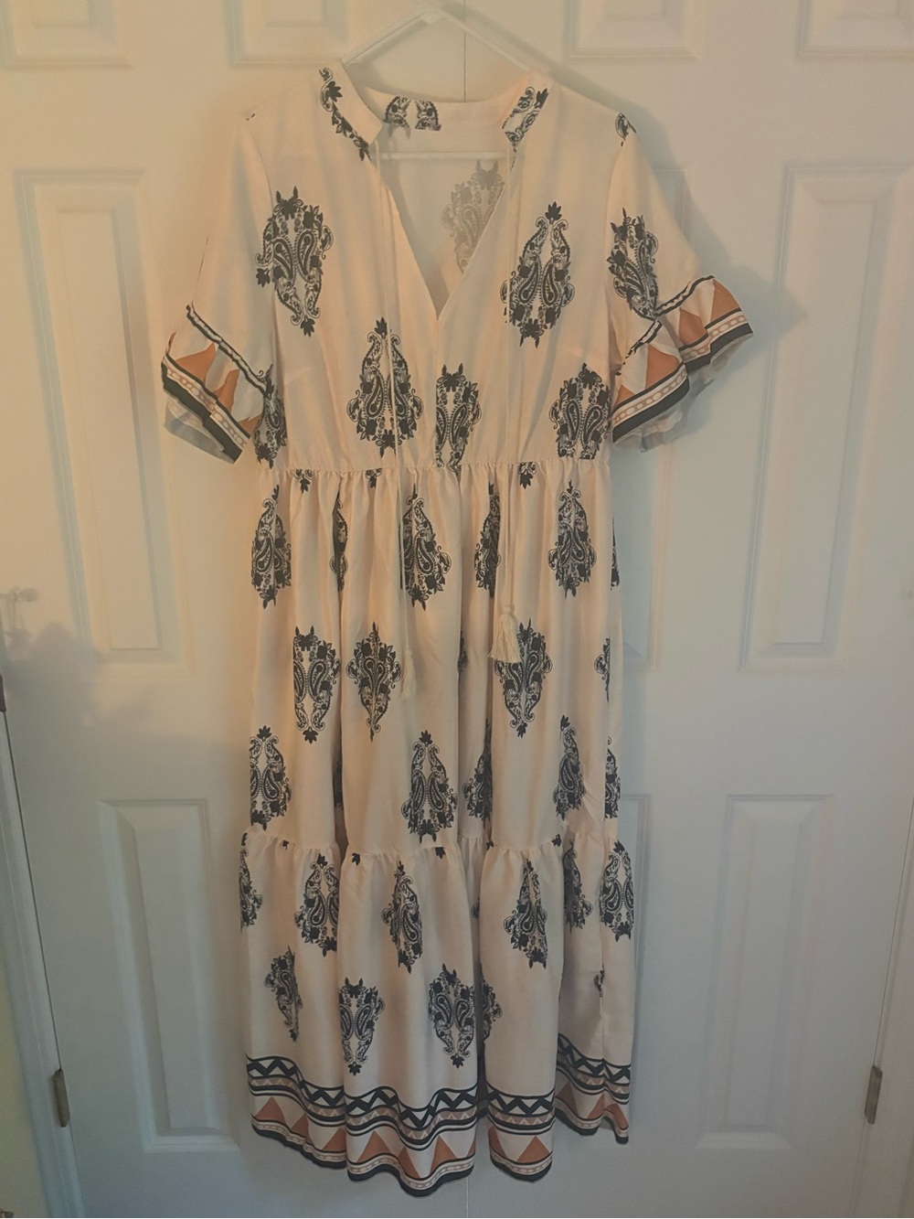 Women’s Cream Midi Dress with Paisley Print
